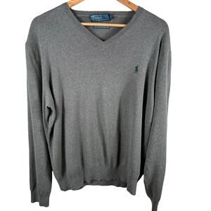 Polo Ralph Lauren Men's Size XL Gray Pima Cotton V-Neck Sweater
